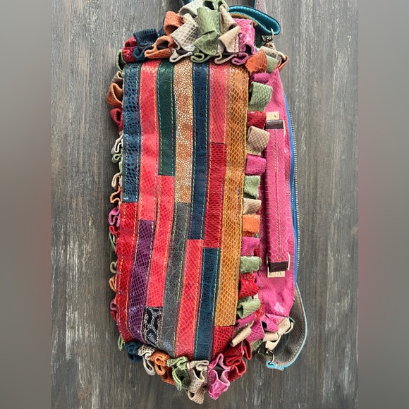 Roberto Della Croce  leather handbag , satchel multicolored snakeskin printed - Picture 9 of 11